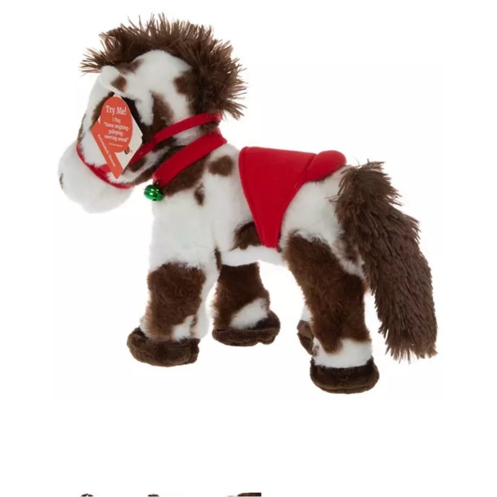 Plush Brown and White Stuffed Horse Toy